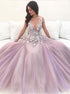 Pink Chiffon V Neck Prom Dress LBQ1221